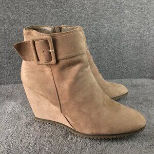 Wedge Bootie Buckle Detail Tan 10M Cato Faux Suede